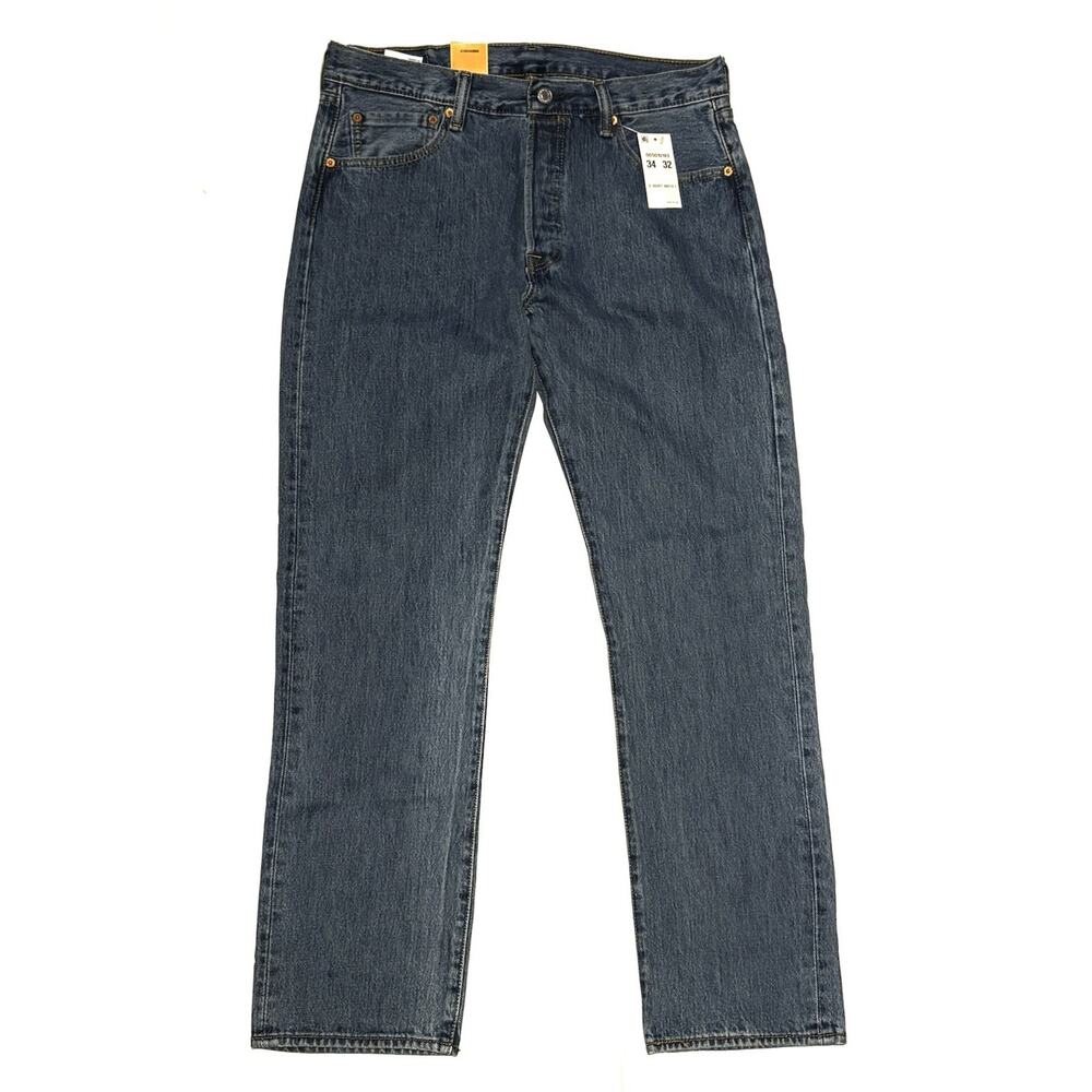 Levis 501 Original Fit Mens Straight Leg 34X32 BlueJeans Button Fly Medium Wash - Picture 6 of 11